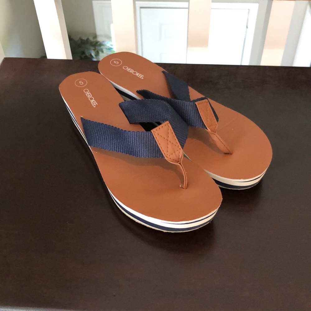Nautical wedge flip flop